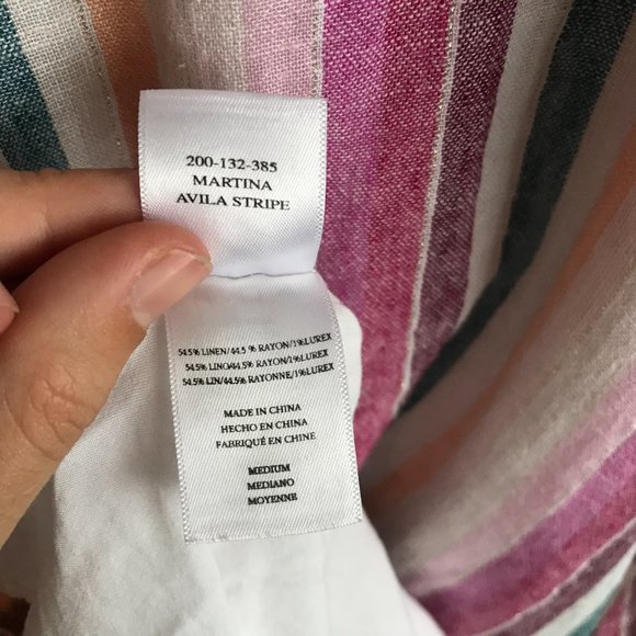 Rails Linen Shimmer Sparkly Striped Summer Spaghetti Strap Dress Size M Medium - Picture 10 of 11